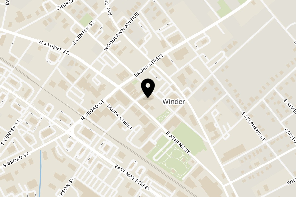 Map showing the location of Donatello's Urban Trattoria on 49 N Jackson St Ste a in Winder
